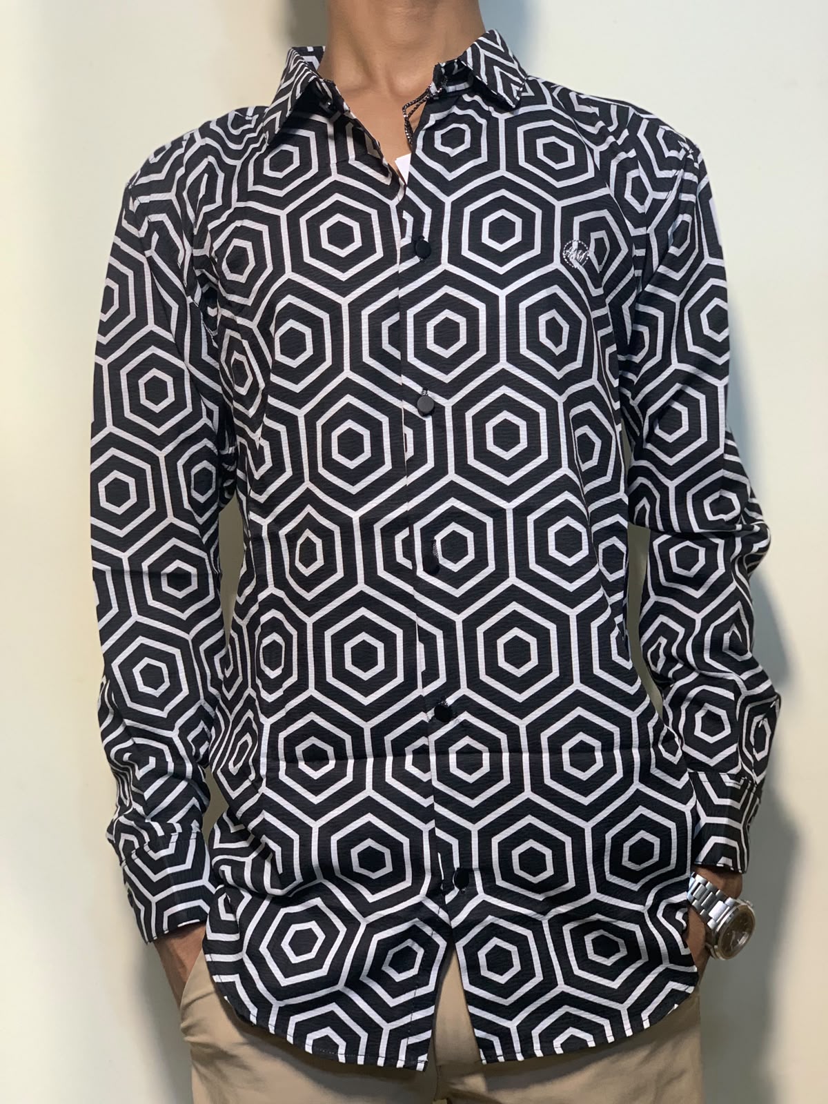 Premium Geometric Print Zafran Full Sleeve Shirt