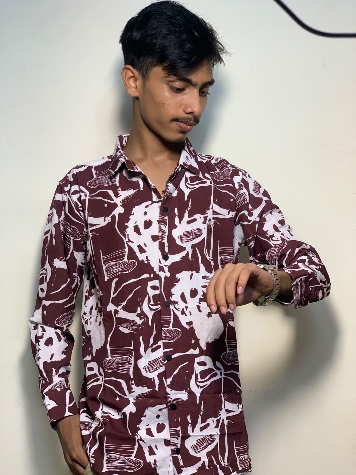 Premium Geometric Print Zafran Full Sleeve Shirt