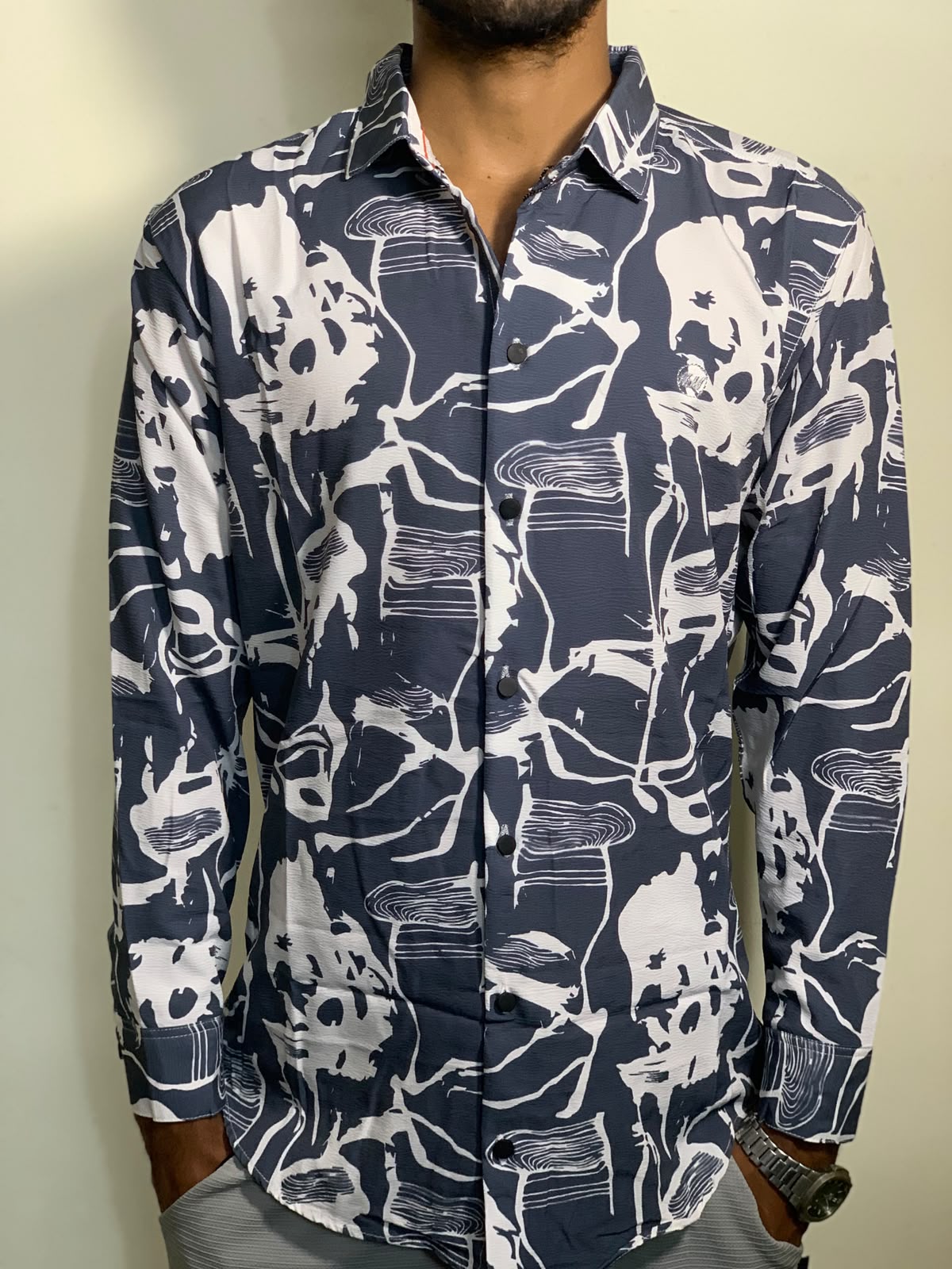 Premium Geometric Print Zafran Full Sleeve Shirt